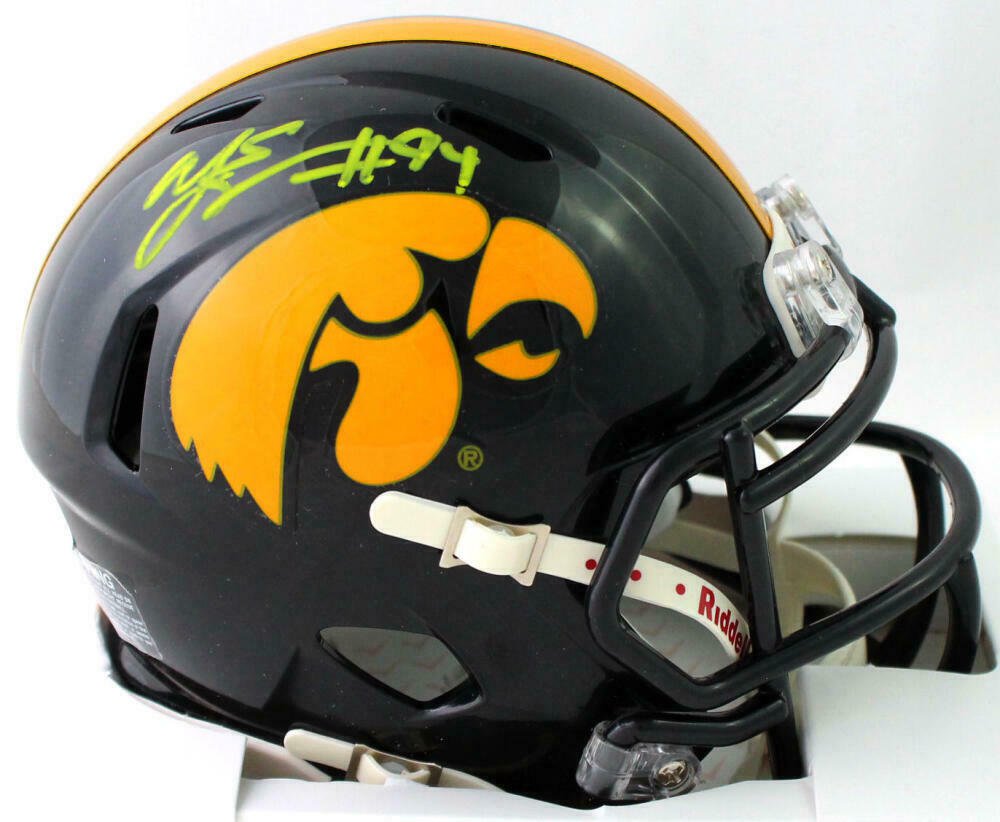 AJ Epenesa Autographed Signed Iowa Hawkeyes Mini Helmet BECKETT