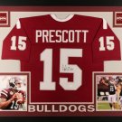 Dak Prescott Autographed Signed Framed Mississippi State Bulldogs Jersey JSA