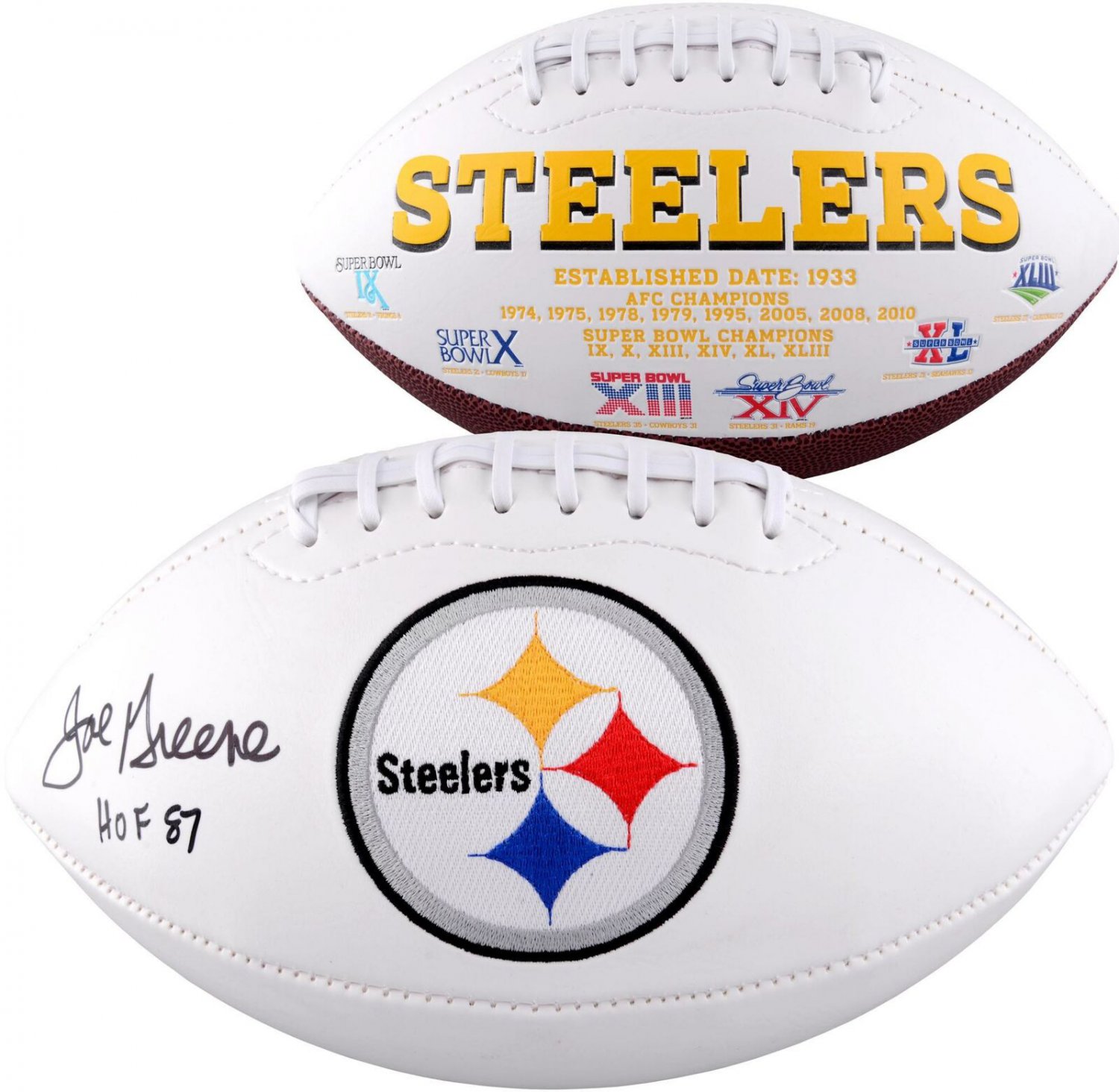 Joe Greene Autographed Signed Pittsburgh Steelers Logo Football BECKETT