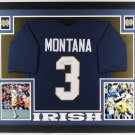 Joe Montana Autographed Signed Framed Blue Notre Dame Jersey JSA