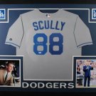 Vin Scully Autographed Signed Framed Los Angeles Dodgers Jersey PSA
