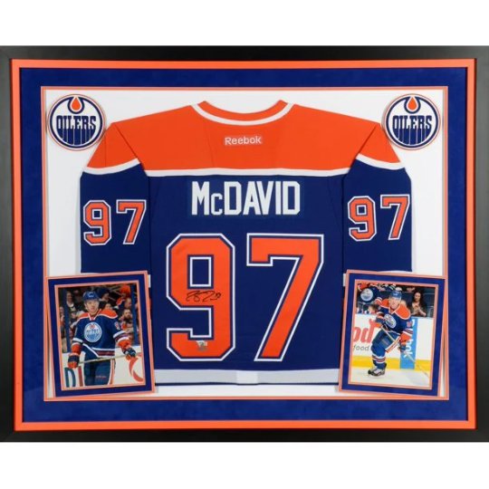 Connor McDavid Autographed Signed Framed Edmonton Oilers Jersey JSA