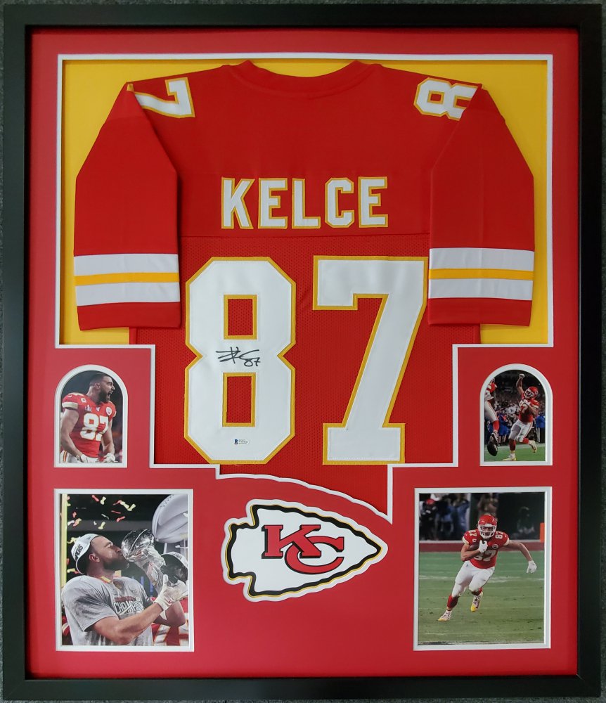 Travis Kelce Autographed and Framed Kansas City Chiefs Jersey