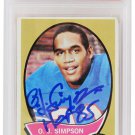 O.J. Simpson Bills Signed Autographed 1970 Topps Rookie Card PSA