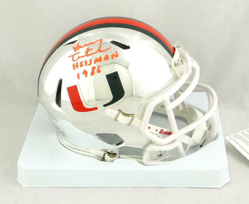 Mini Casque De Football NCAA Miami Hurricanes Avec Carte Cam Ward - Collection Shadowbox Riddell
