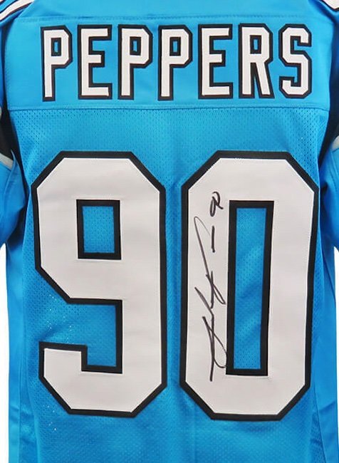 Schwartz Sports Memorabilia Julius Peppers Autographed Carolina Panthers Jersey