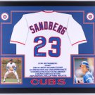 Ryne Sandberg Autographed Signed Framed Chicago Cubs STAT Jersey JSA