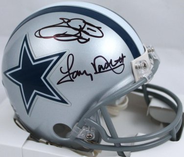 Emmitt Smith & Tony Dorsett Signed Autographed Dallas Cowboys Mini Helmet BECKETT