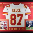 Travis Kelce Signed Autographed Kansas City Chiefs Framed White Jersey BECKETT
