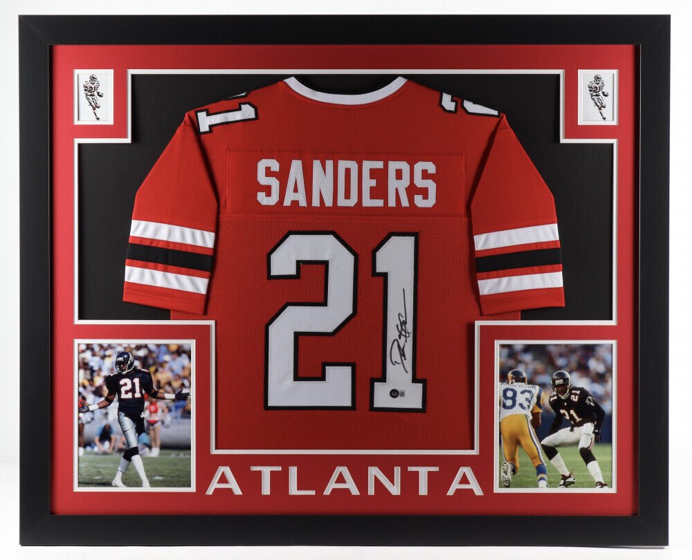 Deion Sanders Autographed Signed Framed Atlanta Falcons Jersey BECKETT
