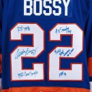 Mike Bossy Autographed Signed New York Islanders Stats Jersey AJ COA