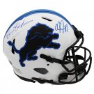 Barry Sanders & Calvin Johnson Autographed Signed Detroit Lions FS Lunar Proline Helmet RADTKE