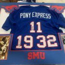 Dickerson James & McIlhenny Autographed Signed Framed SMU Pony Express Jersey JSA Dickerson James & McIlhenny Autographed Signed Framed SMU Pony Express Jersey JSA