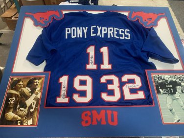 Dickerson James & McIlhenny Autographed Signed Framed SMU Pony Express Jersey JSA