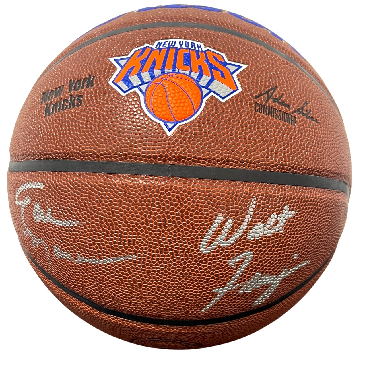 Walt Frazier & Earl Monore Autographed Signed NY Knicks Logo Basketball BECKETT
