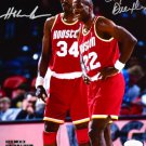 Hakeem Olajuwon & Clyde Drexler Signed Autographed Rockets 8x10 Photo JSA