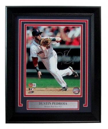 Dustin Pedroia Autographed Signed Framed 8x10 Red Sox Photo BECKETT
