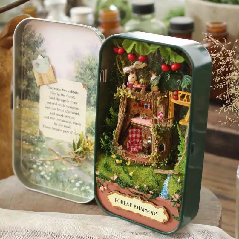 Vacation DIY Kit Miniature Dollhouse with LED Light