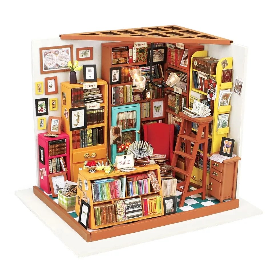 Study Room DIY Miniature Dollhouse with LED Light
