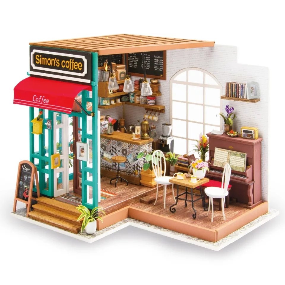 Simon's Coffee Shop DIY Miniature Dollhouse with LED Light