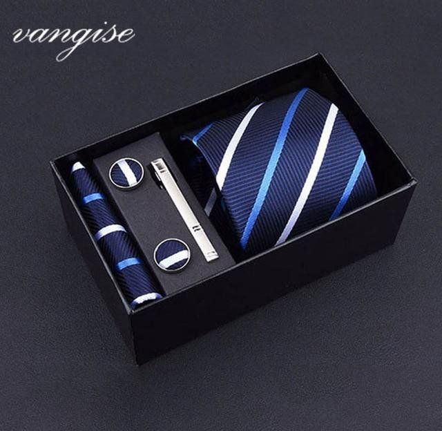 8CM WIDE TIE SETS MEN'S NECK TIE HANKERCHIEFS CUFFLINKS