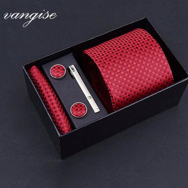 8CM WIDE TIE SETS MEN'S NECK TIE HANKERCHIEFS CUFFLINKS