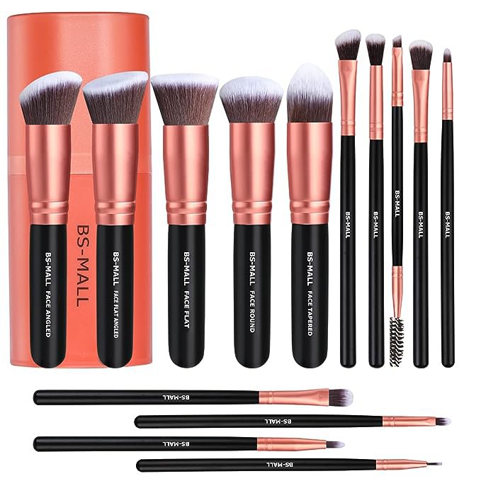 14 Pcs Makeup Brush Set, Rose Golden, with Case