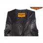 Men's Motorcycle Snap Button Leather Vest with Side Laces Conceal Carry Pocket