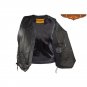 Men's Motorcycle Snap Button Leather Vest with Side Laces Conceal Carry Pocket
