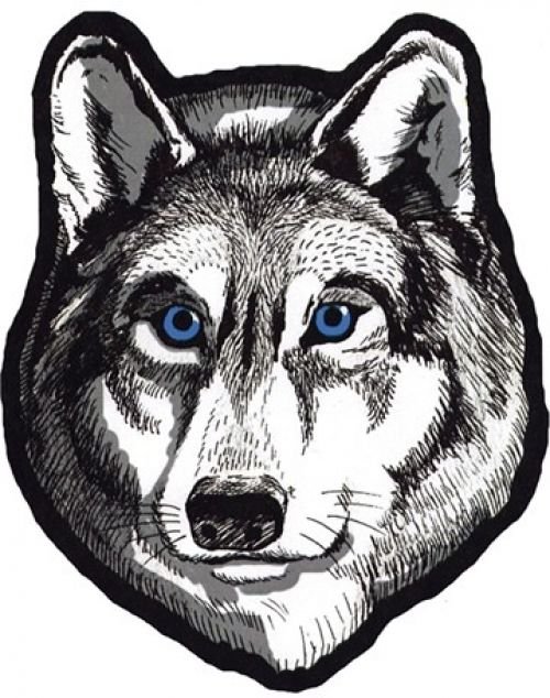 Wolf Head Biker Patch with Blue Eyes