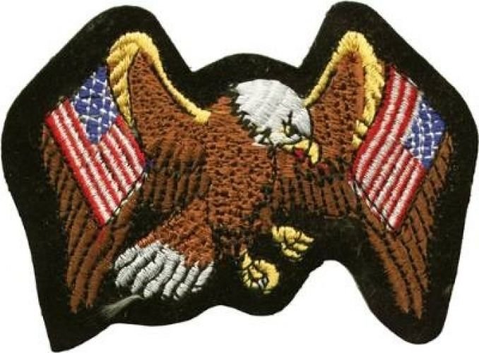 Eagle with 2 American Flags Patch Large