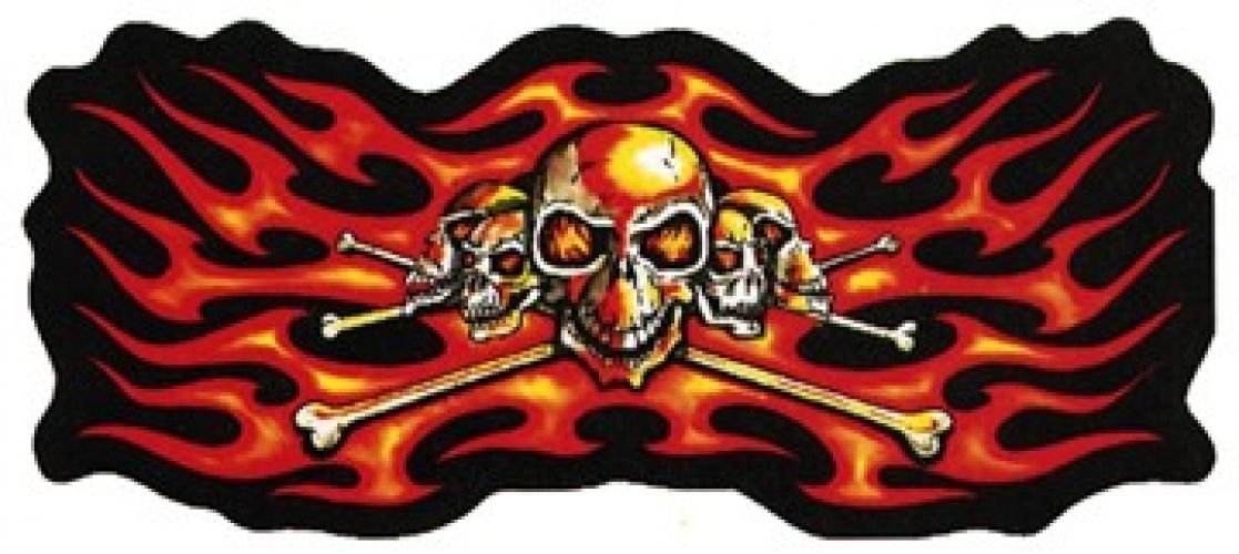 Skulls with Red Flames Patch Cross Bones