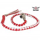 Red & White Leather Whip For Motorcycles