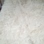 Rug  White  with fluffy long fringe Handwoven 100% Wool