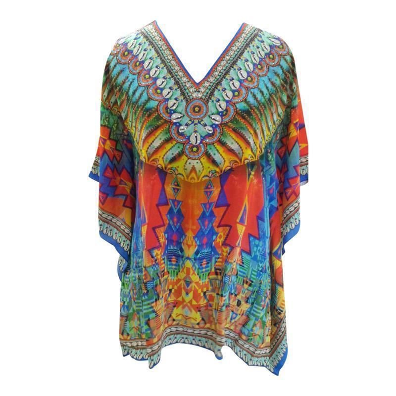 Embellished Cowrie Shell Tunic Top