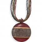 5 Strand Glass Bead Fashion Necklace with Hand Painted Pendant