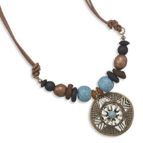Multibead Leather Fashion Necklace