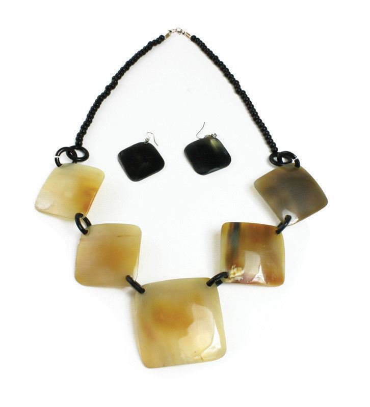 Tiger's Eye Horn Necklace Set
