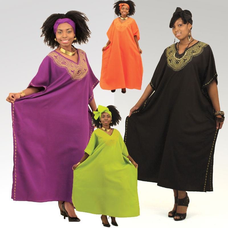 Gold Embroidered Kaftan-Purple