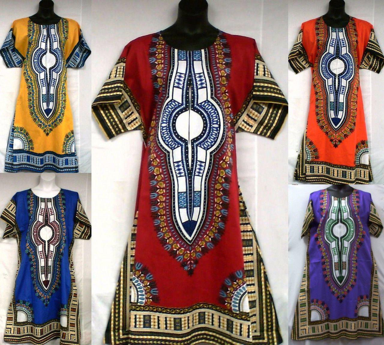 Traditional African Print Dashiki Dresses-Free Size