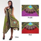 Traditional Print Scarf Dress (Purple)