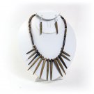 Spiked & Bone Necklace Sets (Brown)