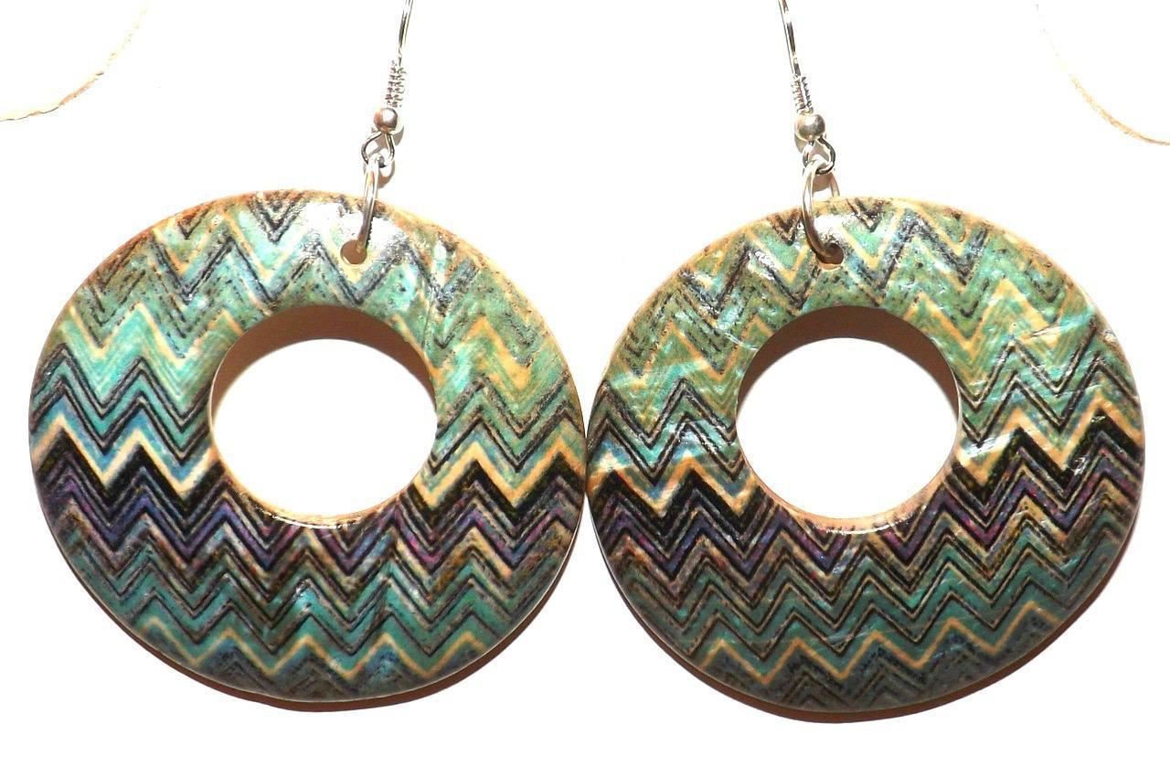 Zigzag Coconut Shell Earrings
