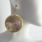 2" Round Tri-Tone Woven Brass Earrings