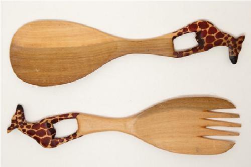 Giraffe Wooden Salad Set
