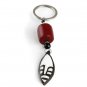 Beaded Amber & Bone Keychain