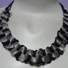 Silver & Navy Blue Cable Necklace