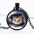 Cute Cat Glass Pendant Necklace