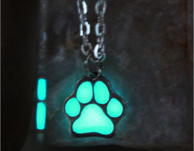 Luminous Necklace Cat lovers The cat dog paw GLOW in the DARK