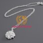 Silver Plated White Copper Rose Shaped Necklace & Earrings Set M.